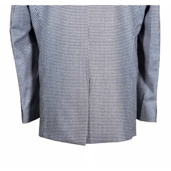 Mens Blazer Blue White Check Wool Formal Party Jacket Wedding Sport Coat 42R - Picture 7 of 7